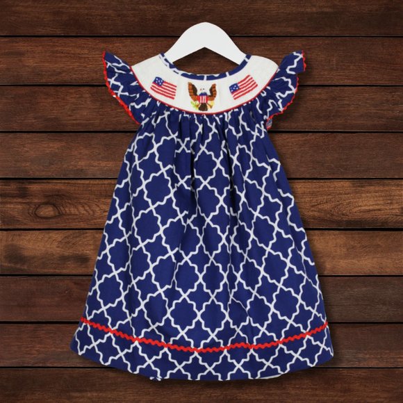 American Smocked 4th of July Dress - Picture 1 of 2